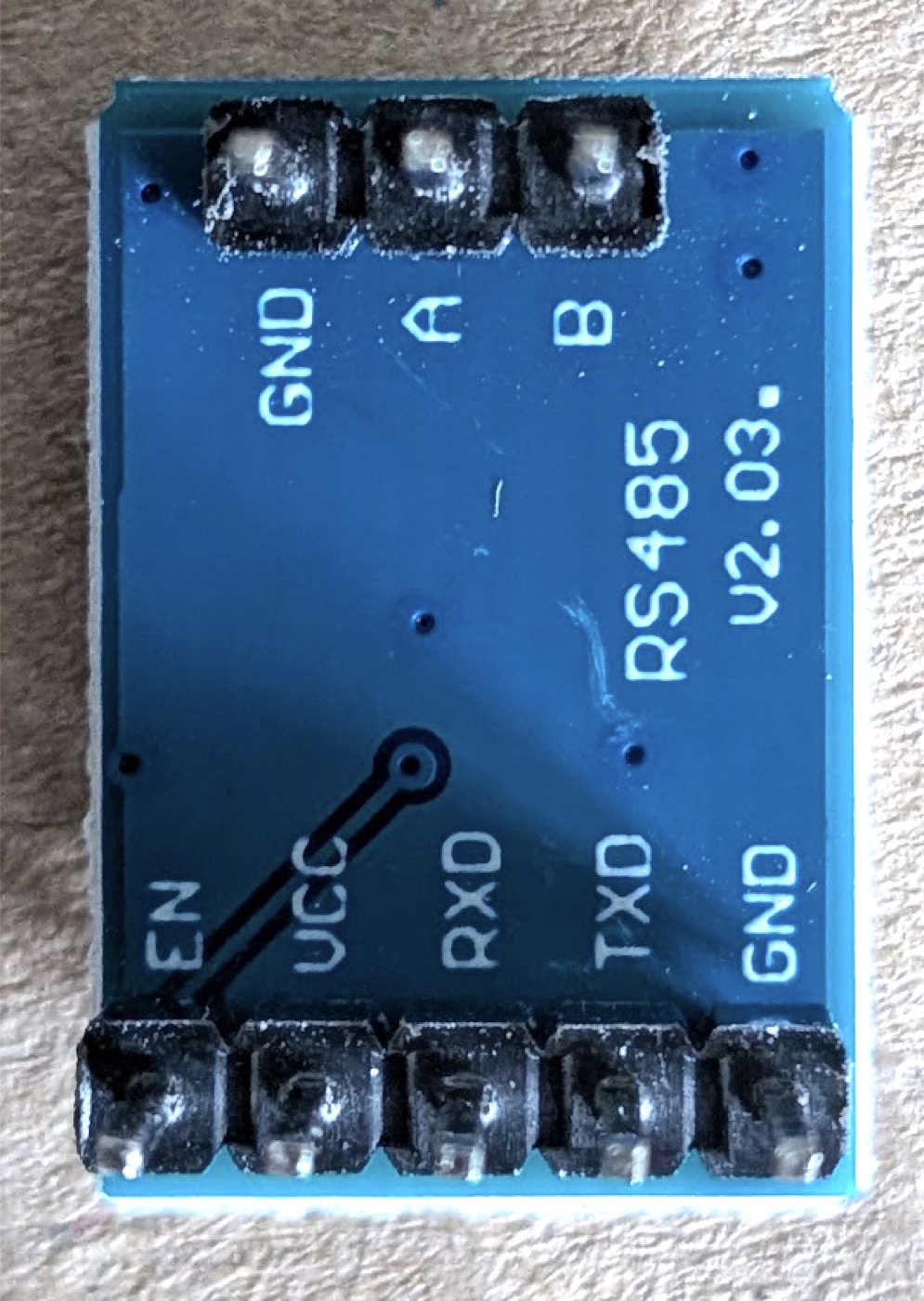 MAX3485, back side with the pin names